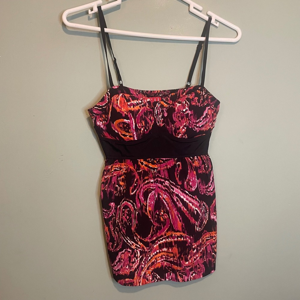 ELLE Womens Y2k Paisley Romantic Feminine Spaghetti Strap Camisole Top Red XS